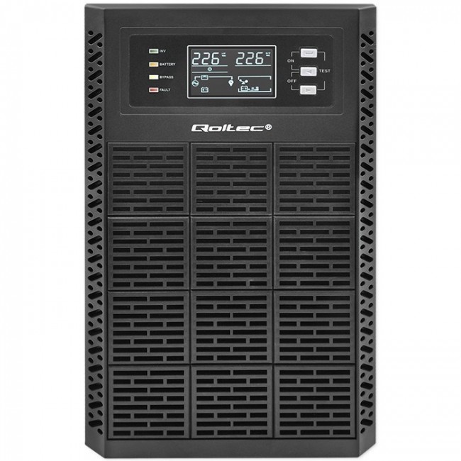 Qoltec Uninterruptible Power Supply (UPS) | 3kVA | 3000W | Power Factor 1.0 | LCD | EPO | USB | Online