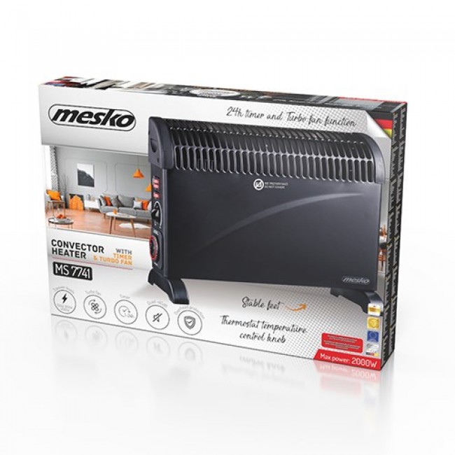 Mesko Home MS 7741 Indoor Black 2000 W Convector electric space heater