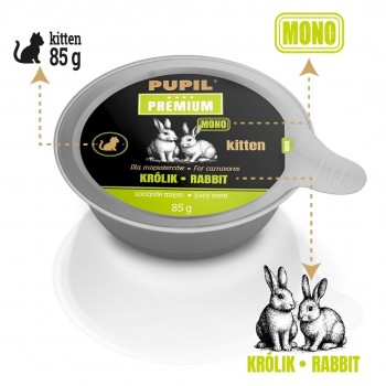 PUPIL Premium Kitten rabbit mono - wet cat food - 85g