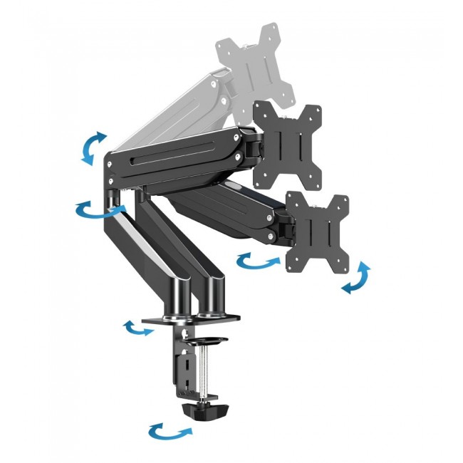 Esperanza ERW020 Gas desk mount for two monitors 17-27 up to 6kg