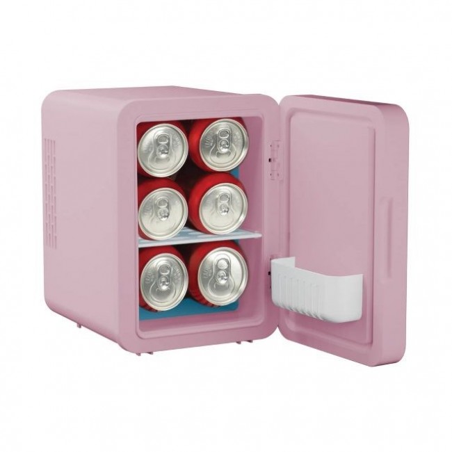 ELLE 4L mini fridge with LED make-up mirror, purple