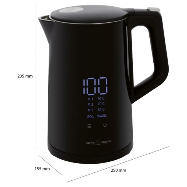 ProfiCook PC-WKS 1243 electric kettle 1.7 L 2200 W Black ProfiCook PC-WKS 1243 electric kettle 1.7 L 2200 W Black