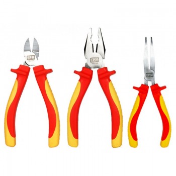 INSULATED PLIERS SET 3 PIECES 160MM CRV