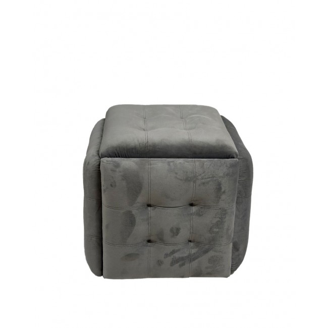 Puff-transformer 5in1 - 5 stools in 1 pouffe grey velvet