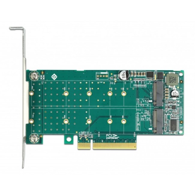 DeLOCK PCI Express x8 Card to 2 x internal NVMe M.2 Key M - Bifurcation - Low Profile Form Factor