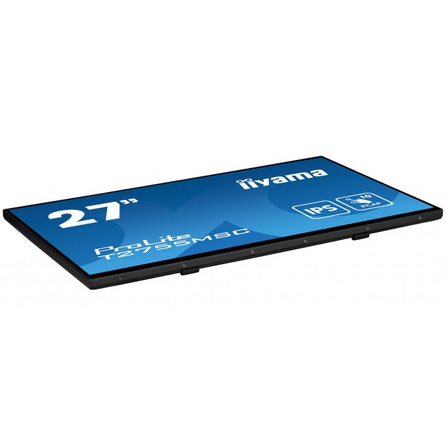 iiyama ProLite 27 Optical Bonded PCAP 10pt touchscreen monitor with IPS panel technology, edge-to-edge glass design, anti-fingerprint coating and a flexible stand