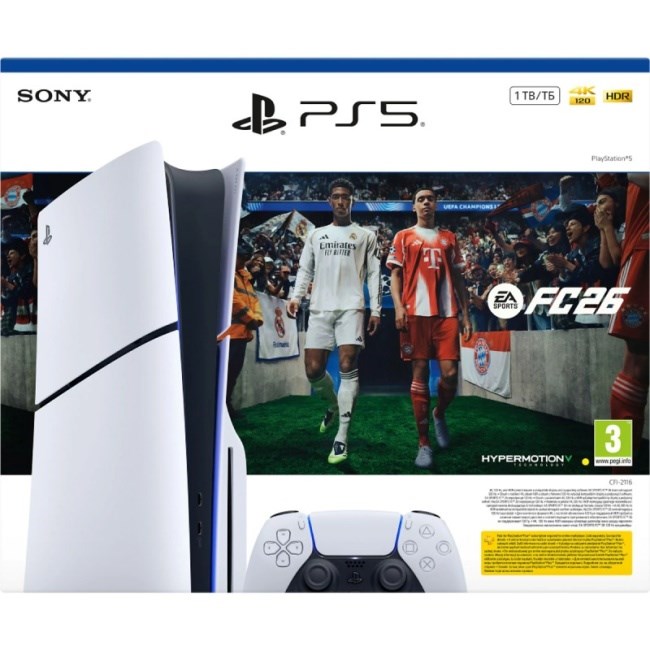 Sony PlayStation 5 Slim + EA Sports FC 26 Bundle 1 TB Wi-Fi Black, White Sony PlayStation 5 Slim + EA Sports FC 26 Bundle 1 TB Wi-Fi Black, White
