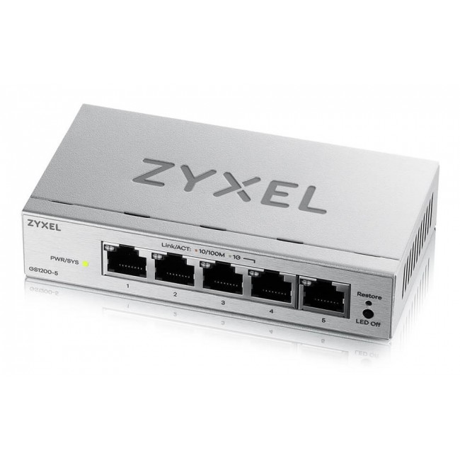 Zyxel GS1200-5V3 Managed L2 Gigabit Ethernet (10/100/1000) Desktop Grey Zyxel GS1200-5V3 Managed L2 Gigabit Ethernet (10/100/1000) Desktop Grey