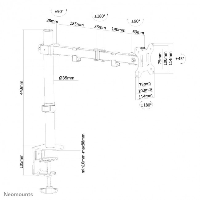 Neomounts FPMA-D550BLACK Monitor arm 10-32