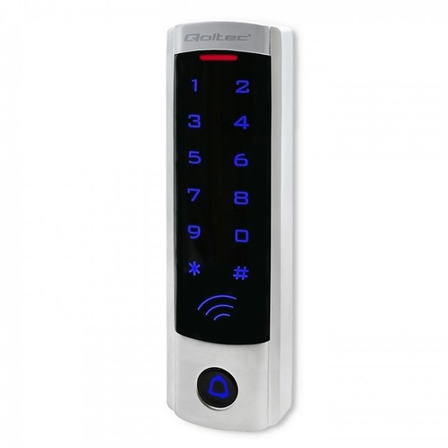 Qoltec 52445 Code lock DIONE with RFID reader Code | Card | key fob | Doorbell button | IP68 | EM