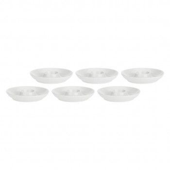 Set of 6 Uova Egg Plates - White, 12 cm