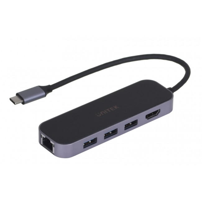 UNITEK HUB USB-C 3.1,RJ-45,3XUSB-A,HDMI,4K,PD100W UNITEK HUB USB-C 3.1,RJ-45,3XUSB-A,HDMI,4K,PD100W