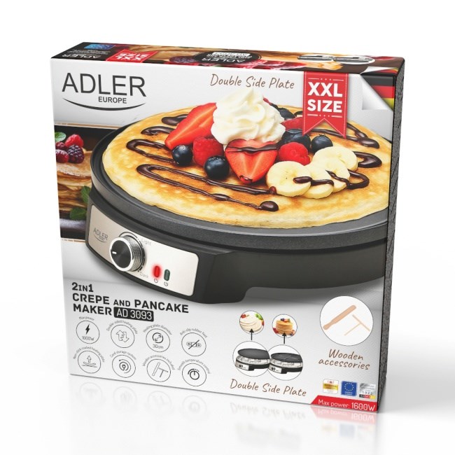 Adler AD 3093 Double-Sided Electric Pancake Maker 2 in 1 Black Adler AD 3093 Double-Sided Electric Pancake Maker 2 in 1 Black