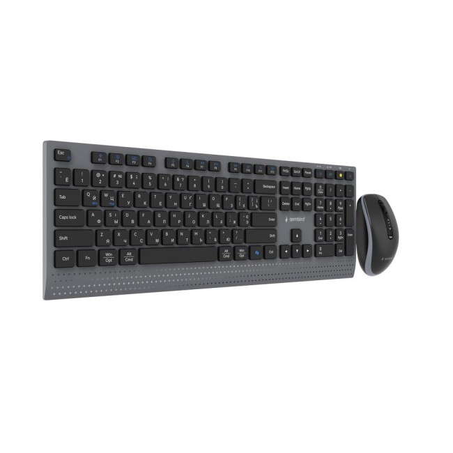 Gembird KBS-WPS-02-CYRL Dual-mode slim wireless desktop set, 2.4G+BT, RU layout