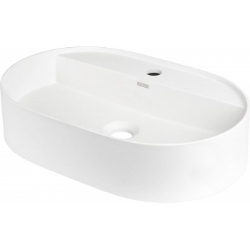 Granite countertop washbasin with a faucet island - oval