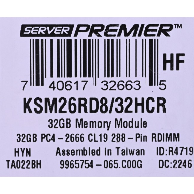 Kingston RDIMM 32GB DDR4 2Rx8 Hynix C Rambus 2666MHz PC4-21300 KSM26RD8/32HCR