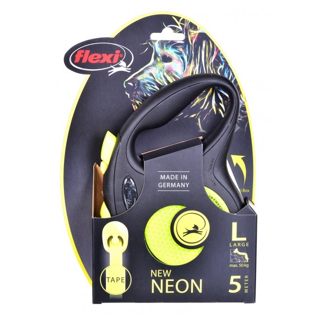 FLEXI New Neon L - retractable leash - 5 m