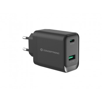Conceptronic ALTHEA20B45 2-Port 45W GaN USB PD Charger, USB-C x 1, USB-A x 1, QC 3.0, PPS, PD 3.0