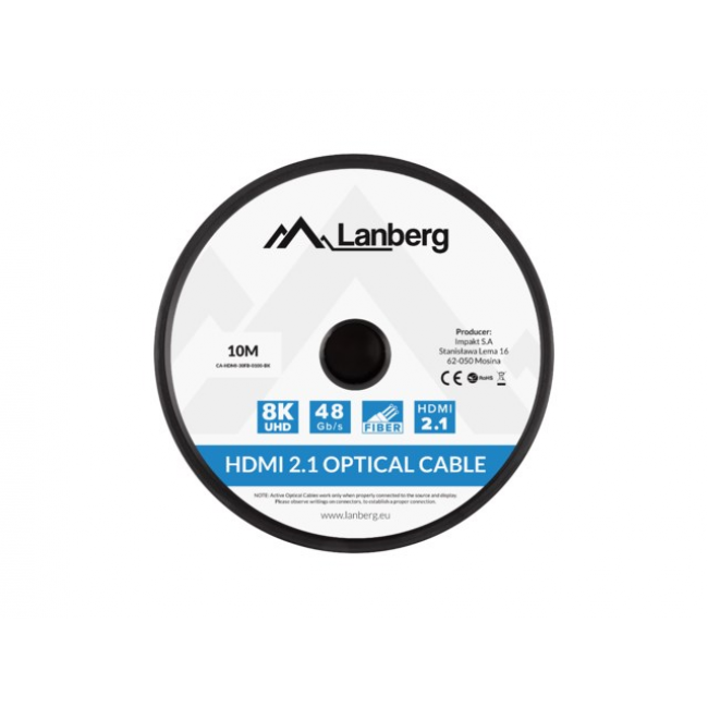 LANBERG HDMI CABLE LANBERG HDMI CABLE M/M V2.1 10M OPTICAL AOC BLACK