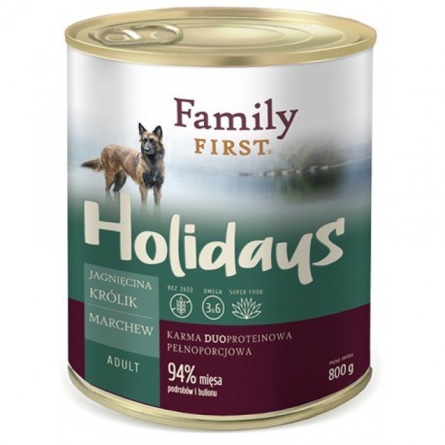 FAMILY FIRST Holidays Adult Lamb, Rabbit, Carrot - Wet dog food - 800g FAMILY FIRST Holidays Adult Lamb, Rabbit, Carrot - Wet dog food - 800g