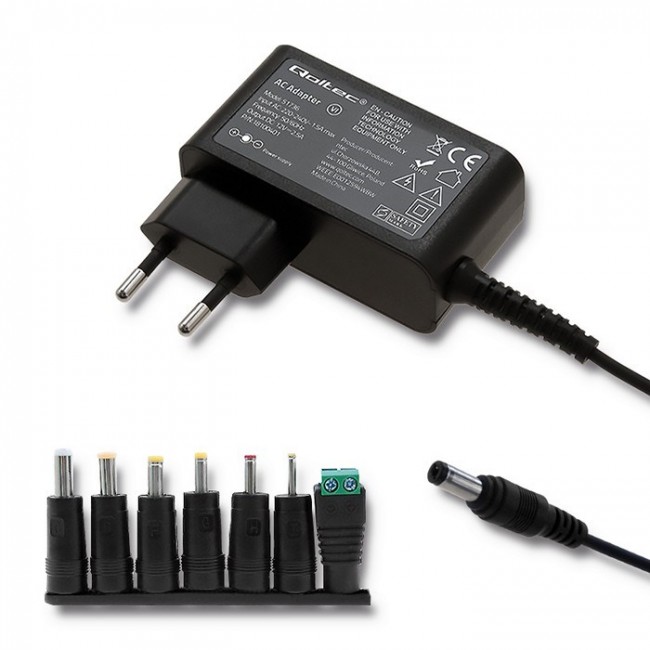 Qoltec 51736 Universal power adapter 12V | 2.5A | 30W | 7 plugins Qoltec 51736 Universal power adapter 12V | 2.5A | 30W | 7 plugins