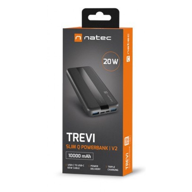 NATEC TREVI SLIM Q V2 Lithium Polymer (LiPo) 10000 mAh Black NATEC TREVI SLIM Q V2 Lithium Polymer (LiPo) 10000 mAh Black