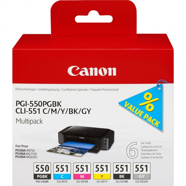 Canon PGI-550/CLI-551 PGBK/C/M/Y/BK/GY Canon PGI-550/CLI-551 PGBK/C/M/Y/BK/GY