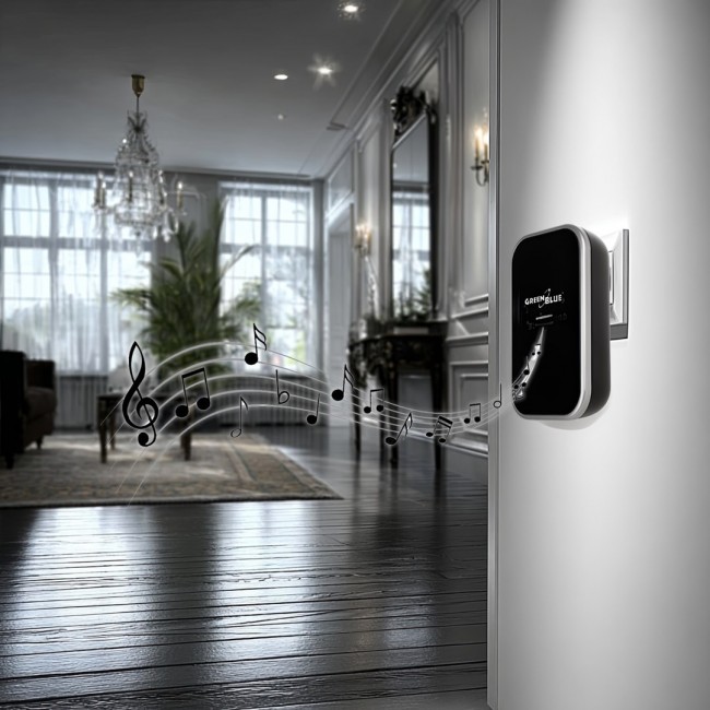 GreenBlue GB157 B Kinetic Battery-free Wireless Dorr Bell, Melodies, Black, Range up to 200m, IP44