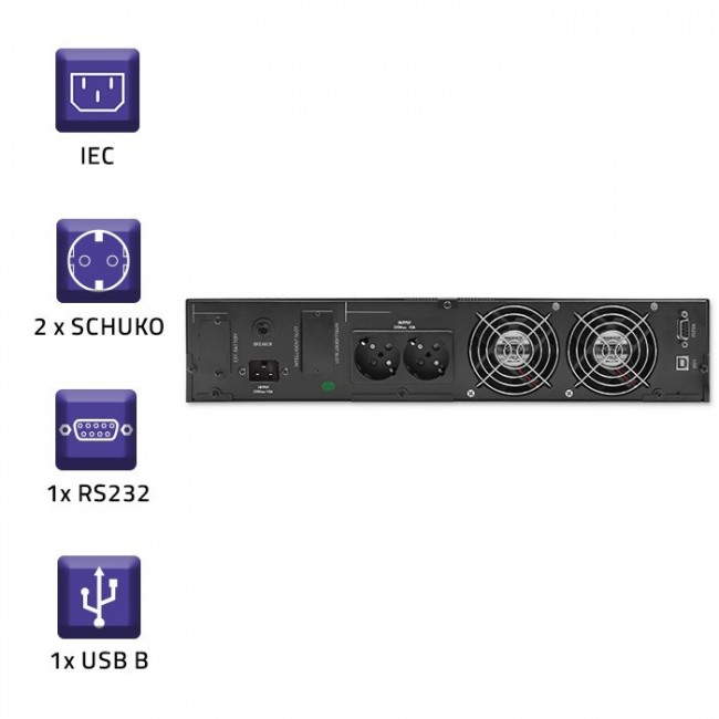 Qoltec RACK UPS | 3kVA | 2400W | LCD