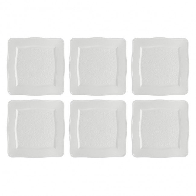 Set of 6 Square Plates Florentina - White, 26.5 cm