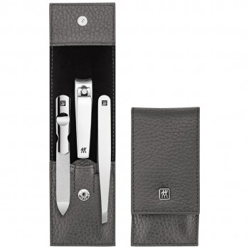 Zwilling Classic Inox Travel Set - Leather Case, 3 Pieces - Grey