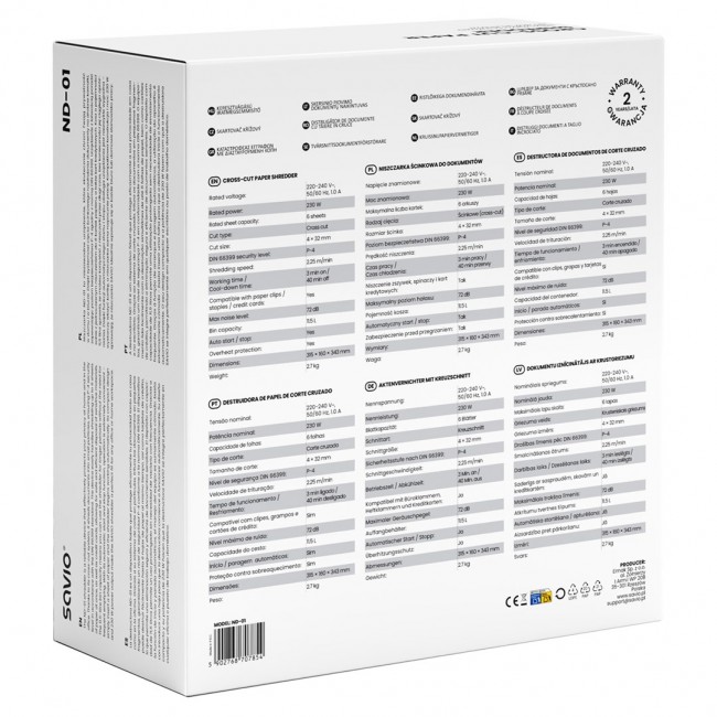 Savio ND-01 paper shredder Cross shredding 72 dB Black Savio ND-01 paper shredder Cross shredding 72 dB Black