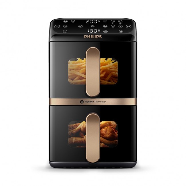 Philips 4000 series Dual Stack Airfryer Vertical Basket 10L Double Stand-alone 2750 W Hot air fryer Black