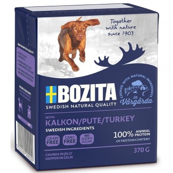 BOZITA Meat chunks with turkey in jelly wet dog food 370g