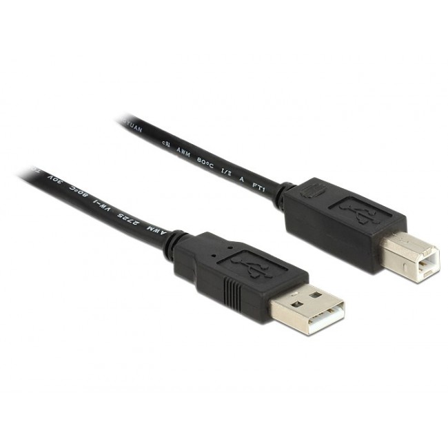 DeLOCK 20m, USB2.0-A - USB2.0-B USB cable USB A USB B Black