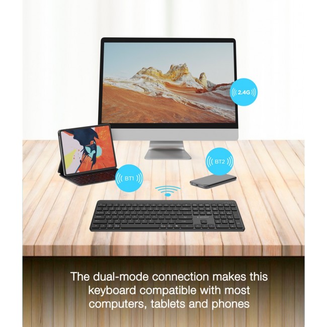 Gembird KB-WPS-03 Dual-mode pro-business slim wireless keyboard, 2.4G+BT, US layout