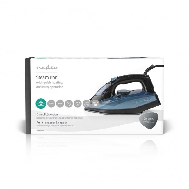 Nedis IRON2000 iron Dry iron Ceramic soleplate 2600 W Blue