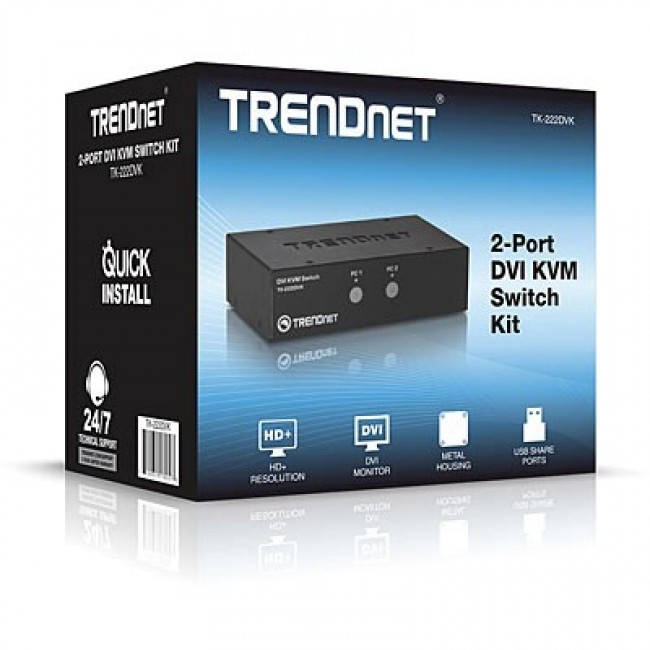Trendnet TK-222DVK KVM switch Black Trendnet TK-222DVK KVM switch Black