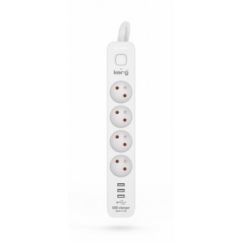 KERG power strip with circuit breaker-4 sockets 3USB 16A 3m