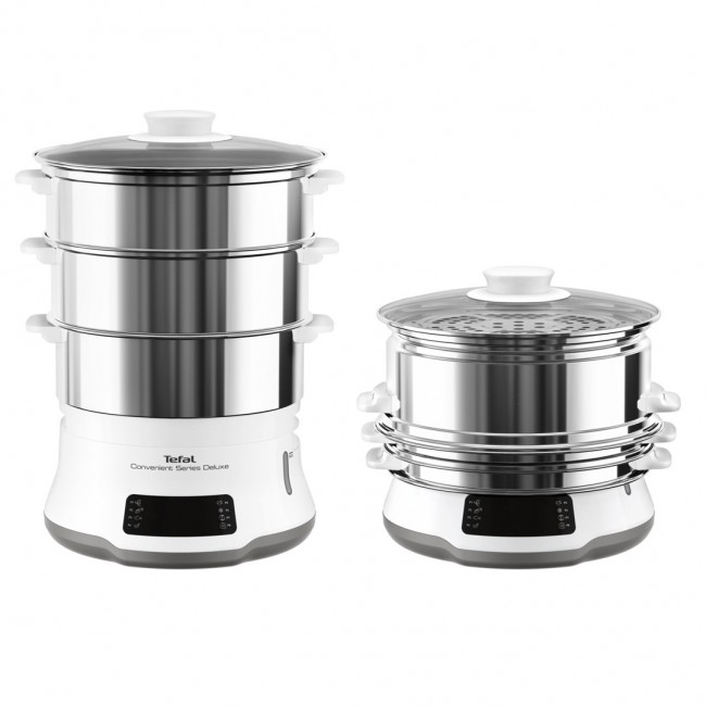 Tefal Convenient Series Deluxe VC502D steam cooker 3 basket(s) Countertop 900 W Stainless steel, White