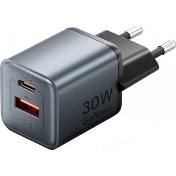 Vention Charger 1x USB-A 1x USB-C GaN 30W BLACK