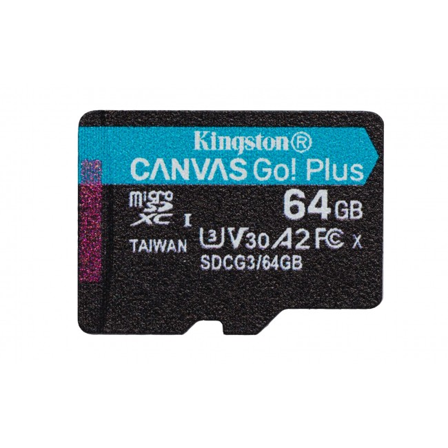 Kingston Technology 64GB microSDXC Canvas Go Plus 170R A2 U3 V30 Card + ADP