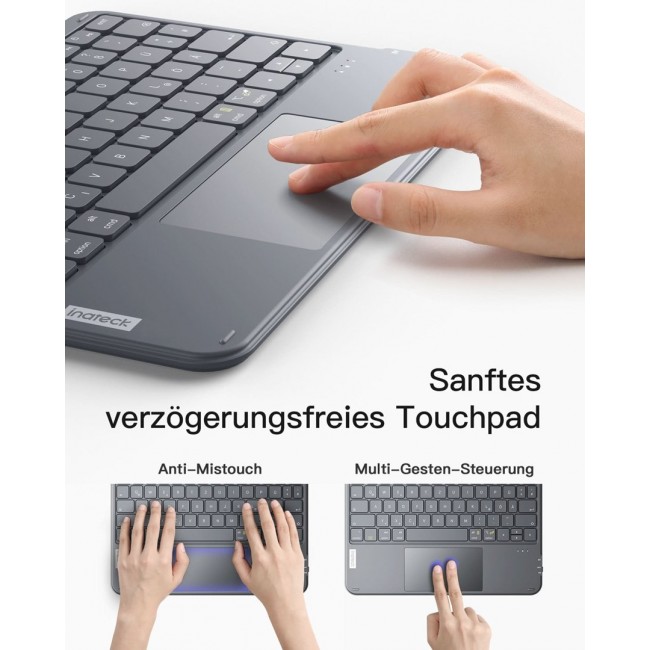 Inateck KB01105_GRAY mobile device keyboard QWERTZ Bluetooth Grey