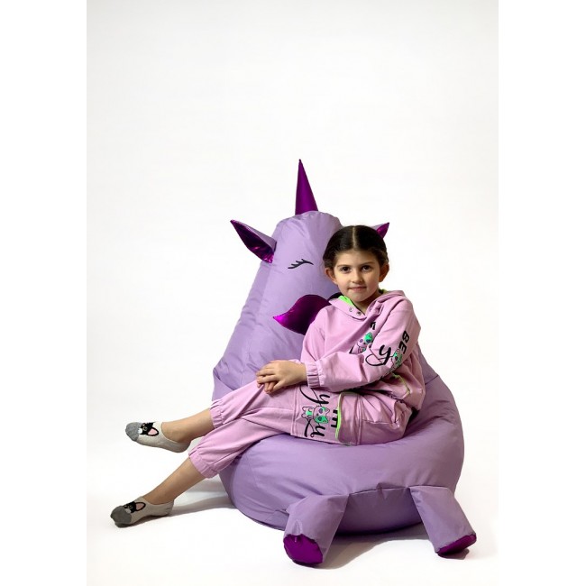 Sako bag pouffe Unicorn with mouth purple L 105 x 80 cm