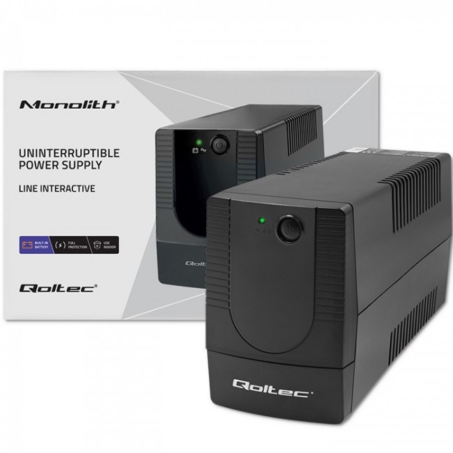 Qoltec 53773 uninterruptible power supply (UPS) Line-Interactive 0.85 kVA 480 W 1 AC outlet(s)