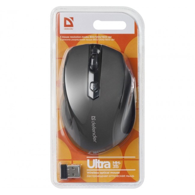 MOUSE DEFENDER ULTRA MM-315 RF BLACK OPTICAL 1600DPI 6P MOUSE DEFENDER ULTRA MM-315 RF BLACK OPTICAL 1600DPI 6P