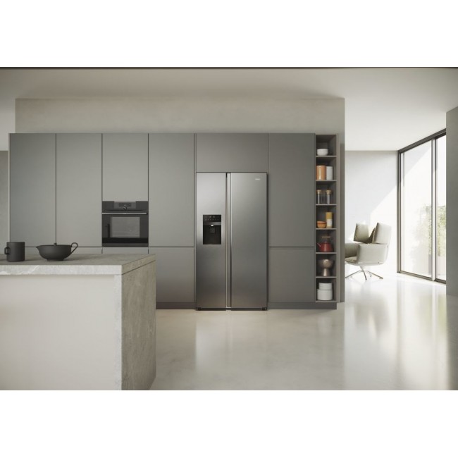 Haier SBS 90 Serie 5 HSR5918DIMP Free-standing double-sided fridge-freezer combination 511 l D Platinum, stainless steel Haier SBS 90 Serie 5 HSR5918DIMP Free-standing double-sided fridge-freezer combination 511 l D Platinum, stainless steel