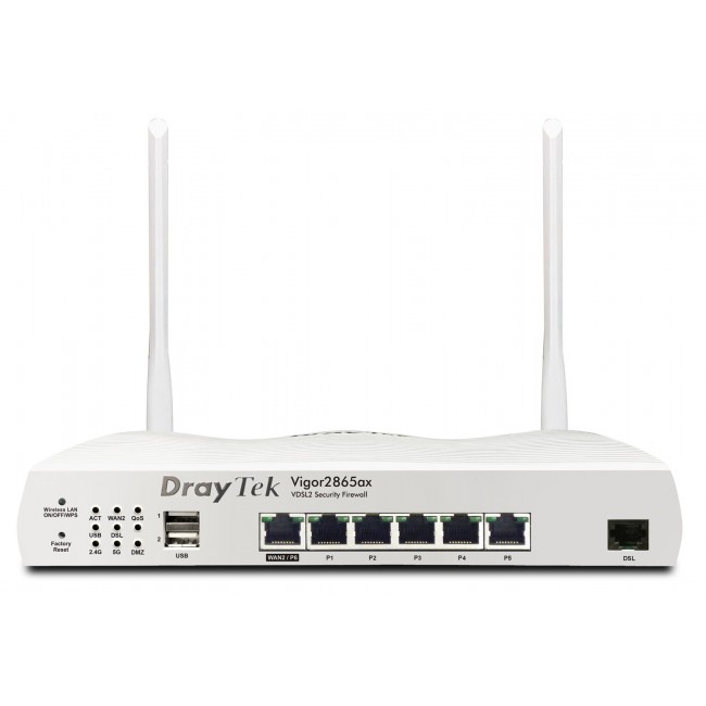 DrayTek Vigor 2865ax wireless router Gigabit Ethernet Dual-band (2.4 GHz / 5 GHz) White DrayTek Vigor 2865ax wireless router Gigabit Ethernet Dual-band (2.4 GHz / 5 GHz) White