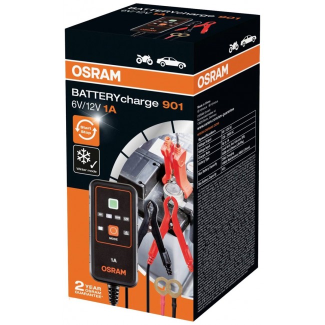 BATTERYcharge 901 charger, charging voltage: 6/12 V OSRAM, charging current: 1A BATTERYcharge 901 charger, charging voltage: 6/12 V OSRAM, charging current: 1A