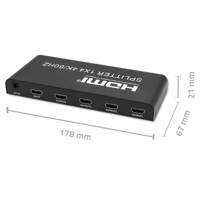 Qoltec 51799 Active HDMI Splitter 4 x HDMI 4K x 2K | 6Gb/s | 60Hz Qoltec 51799 Active HDMI Splitter 4 x HDMI 4K x 2K | 6Gb/s | 60Hz